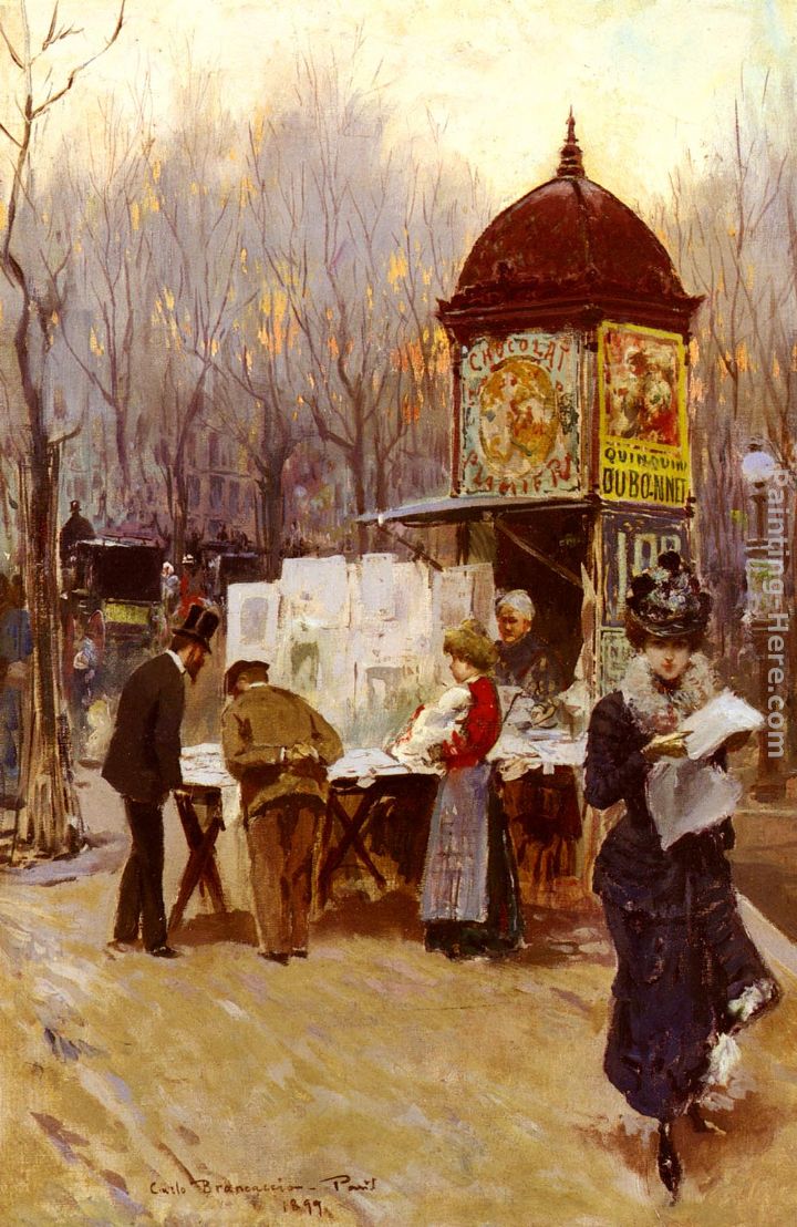 The Kiosk, Paris painting - Carlo Brancaccio The Kiosk, Paris art painting